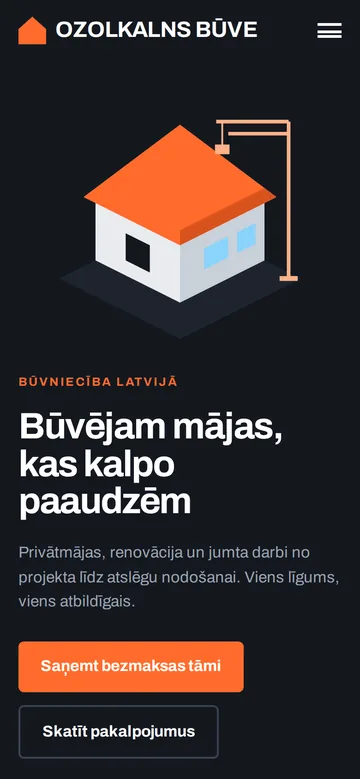 Mājaslapas dizaina koncepts telefona ekrānā – Būvniecības uzņēmums