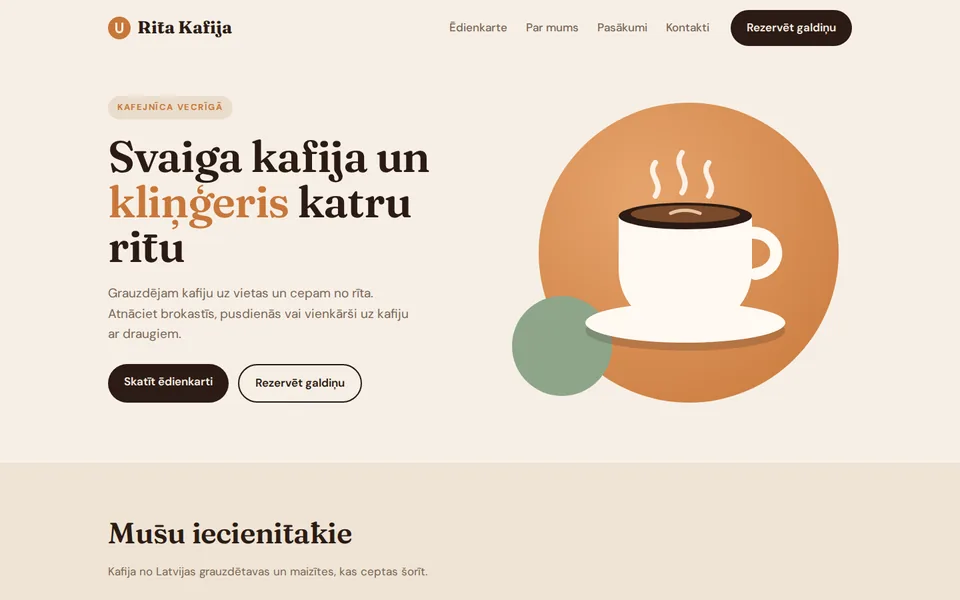 Mājaslapas dizaina koncepts datora ekrānā – Kafejnīca