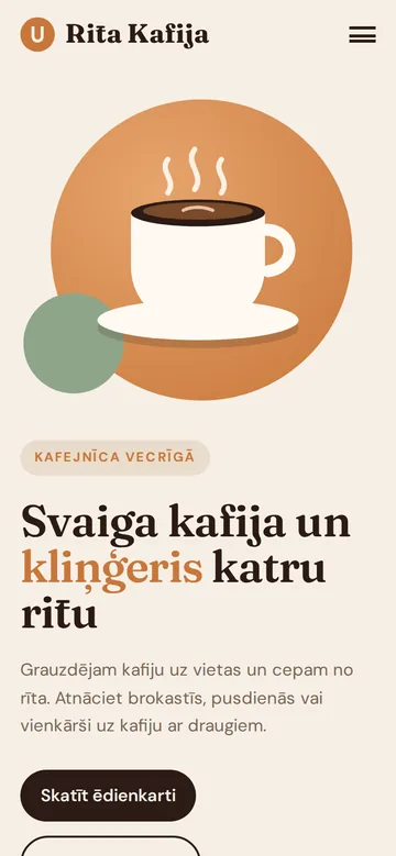 Mājaslapas dizaina koncepts telefona ekrānā – Kafejnīca
